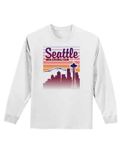 Seattle Washington Sunset Adult Long Sleeve Shirt-Long Sleeve Shirt-TooLoud-White-Small-Davson Sales