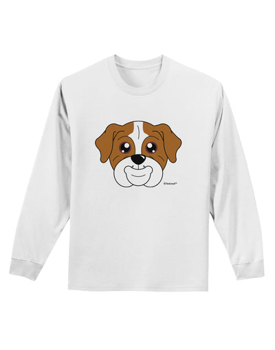 Cute Bulldog - Red Adult Long Sleeve Shirt by TooLoud-Long Sleeve Shirt-TooLoud-White-Small-Davson Sales