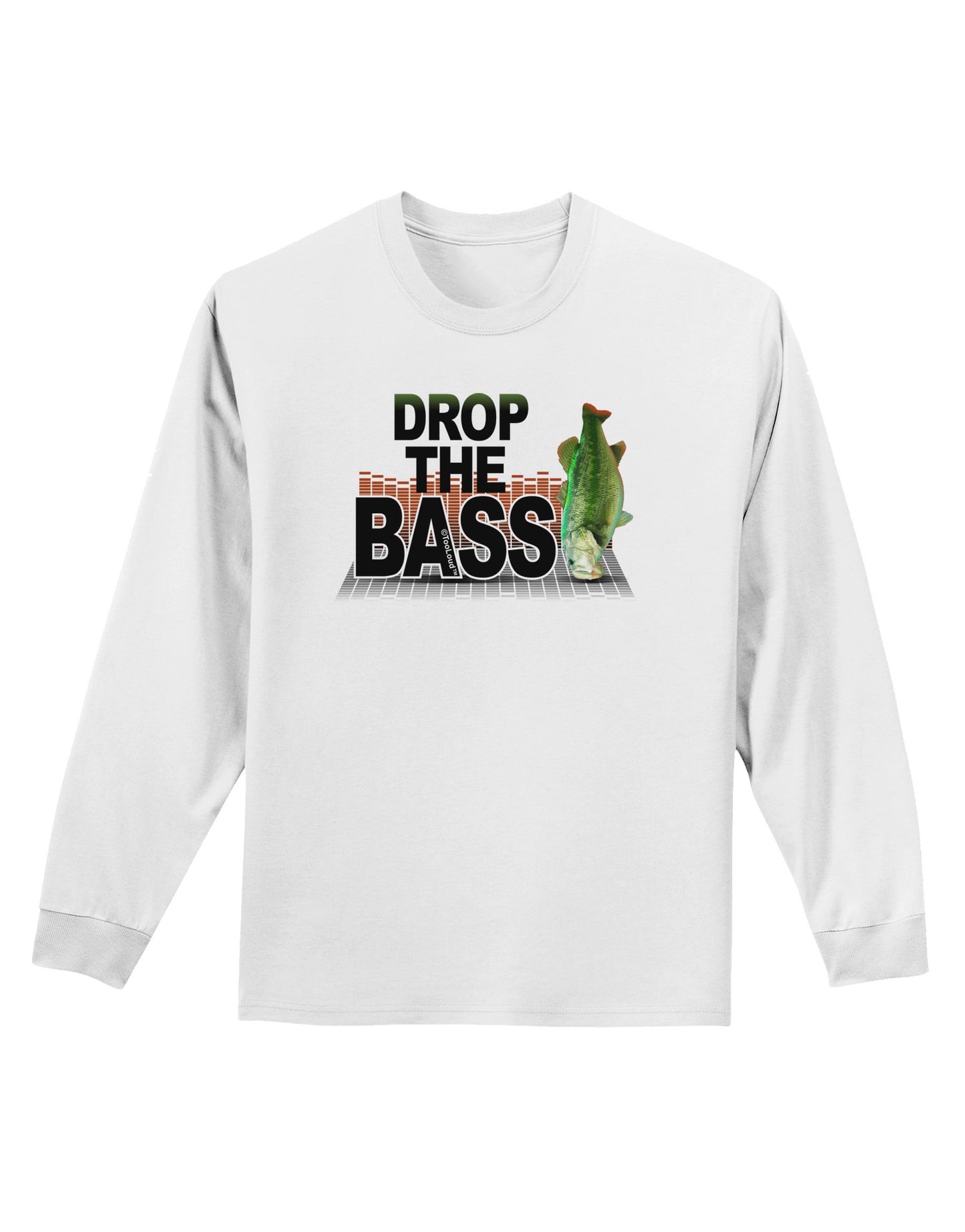 Drop The Bass Fish Adult Long Sleeve Shirt-Long Sleeve Shirt-TooLoud-White-Small-Davson Sales