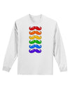 Colorful Rainbow Mustaches Adult Long Sleeve Shirt-Long Sleeve Shirt-TooLoud-White-Small-Davson Sales