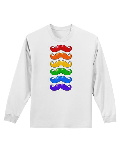 Colorful Rainbow Mustaches Adult Long Sleeve Shirt-Long Sleeve Shirt-TooLoud-White-Small-Davson Sales