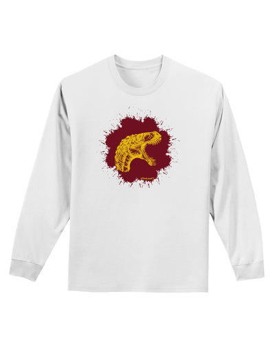 Jurassic Dinosaur Face Blood Splatter Adult Long Sleeve Shirt by TooLoud-Long Sleeve Shirt-TooLoud-White-Small-Davson Sales