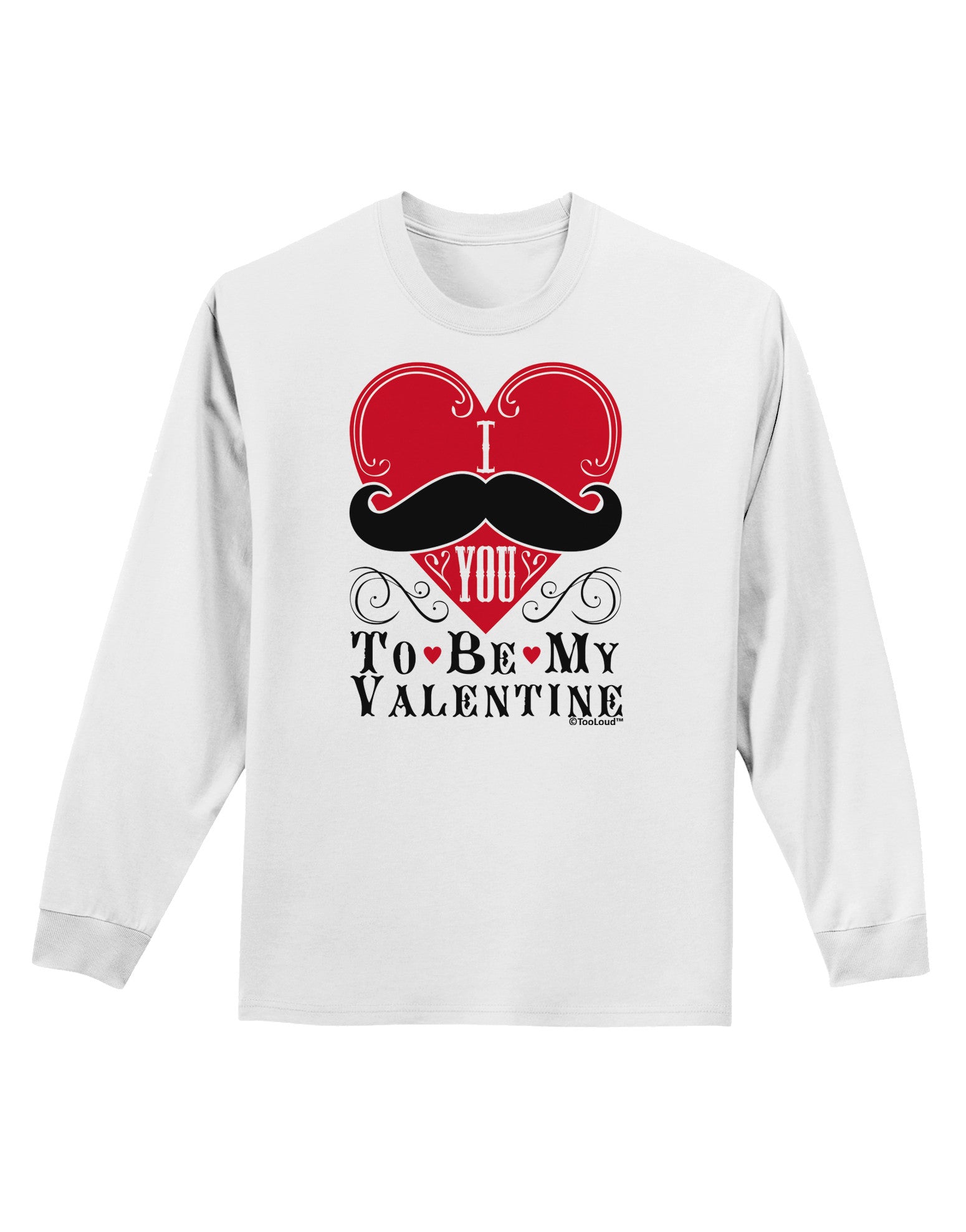 I Mustache You To Be My Valentine Adult Long Sleeve Shirt-Long Sleeve Shirt-TooLoud-White-Small-Davson Sales