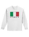 Italian Flag - Italy Text Adult Long Sleeve Shirt by TooLoud-Long Sleeve Shirt-TooLoud-White-Small-Davson Sales