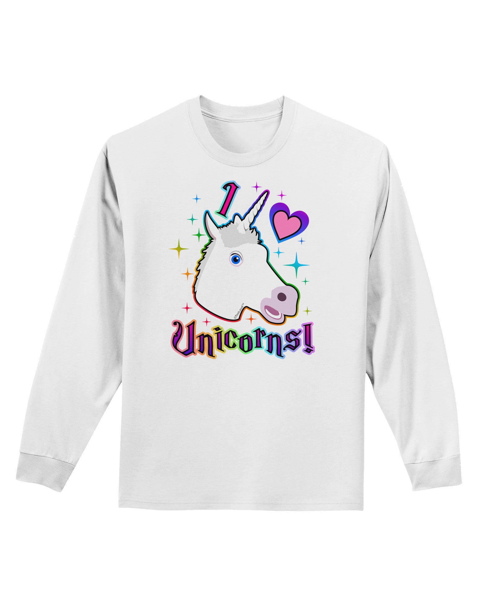 I love Unicorns Adult Long Sleeve Shirt-Long Sleeve Shirt-TooLoud-White-Small-Davson Sales