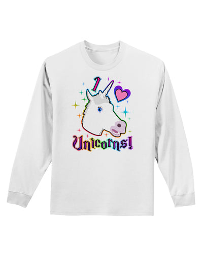 I love Unicorns Adult Long Sleeve Shirt-Long Sleeve Shirt-TooLoud-White-Small-Davson Sales