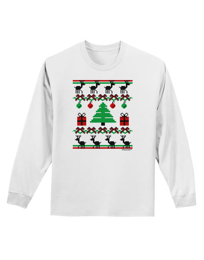 Tree with Gifts Ugly Christmas Sweater Adult Long Sleeve Shirt-Long Sleeve Shirt-TooLoud-White-Small-Davson Sales