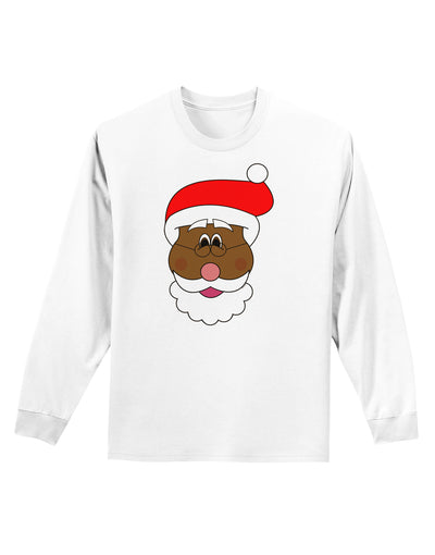 Black Santa Claus Face Christmas Adult Long Sleeve Shirt-Long Sleeve Shirt-TooLoud-White-Small-Davson Sales