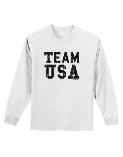 Team USA Distressed Text Adult Long Sleeve Shirt-Long Sleeve Shirt-TooLoud-White-Small-Davson Sales