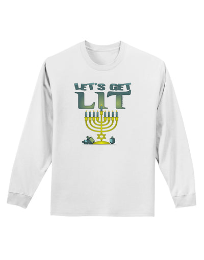 Let's Get Lit Menorah Adult Long Sleeve Shirt-Long Sleeve Shirt-TooLoud-White-Small-Davson Sales