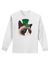 Leprechaun Disgruntled Cat Adult Long Sleeve Shirt-Long Sleeve Shirt-TooLoud-White-Small-Davson Sales
