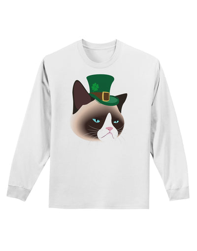 Leprechaun Disgruntled Cat Adult Long Sleeve Shirt-Long Sleeve Shirt-TooLoud-White-Small-Davson Sales