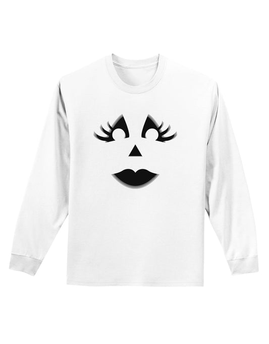 Woman Jack O Lantern Pumpkin Face Adult Long Sleeve Shirt-Long Sleeve Shirt-TooLoud-White-Small-Davson Sales