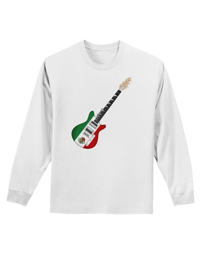 Mexican Flag Guitar Design Adult Long Sleeve Shirt by TooLoud-Long Sleeve Shirt-TooLoud-White-Small-Davson Sales