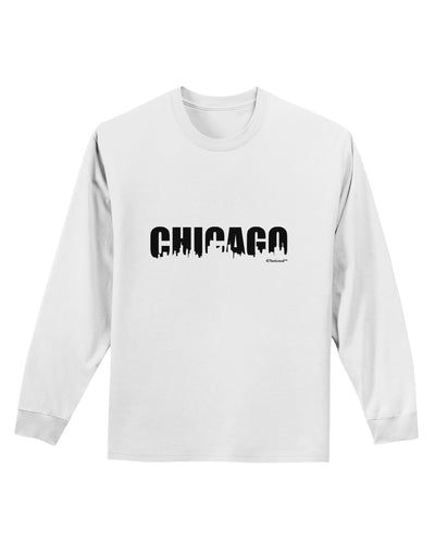 Chicago Skyline Cutout Adult Long Sleeve Shirt by TooLoud-Long Sleeve Shirt-TooLoud-White-Small-Davson Sales