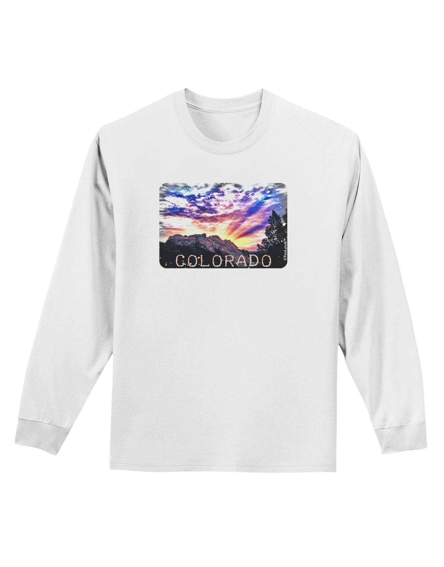 Colorado Rainbow Sunset Text Adult Long Sleeve Shirt-Long Sleeve Shirt-TooLoud-White-Small-Davson Sales