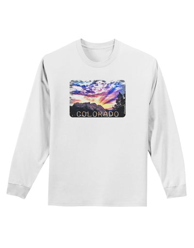 Colorado Rainbow Sunset Text Adult Long Sleeve Shirt-Long Sleeve Shirt-TooLoud-White-Small-Davson Sales