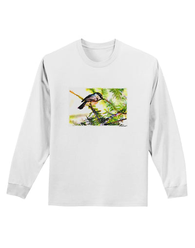 CO Chickadee Watercolor Adult Long Sleeve Shirt-Long Sleeve Shirt-TooLoud-White-Small-Davson Sales