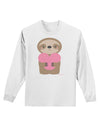 Cute Valentine Sloth Holding Heart Adult Long Sleeve Shirt by TooLoud-Long Sleeve Shirt-TooLoud-White-Small-Davson Sales
