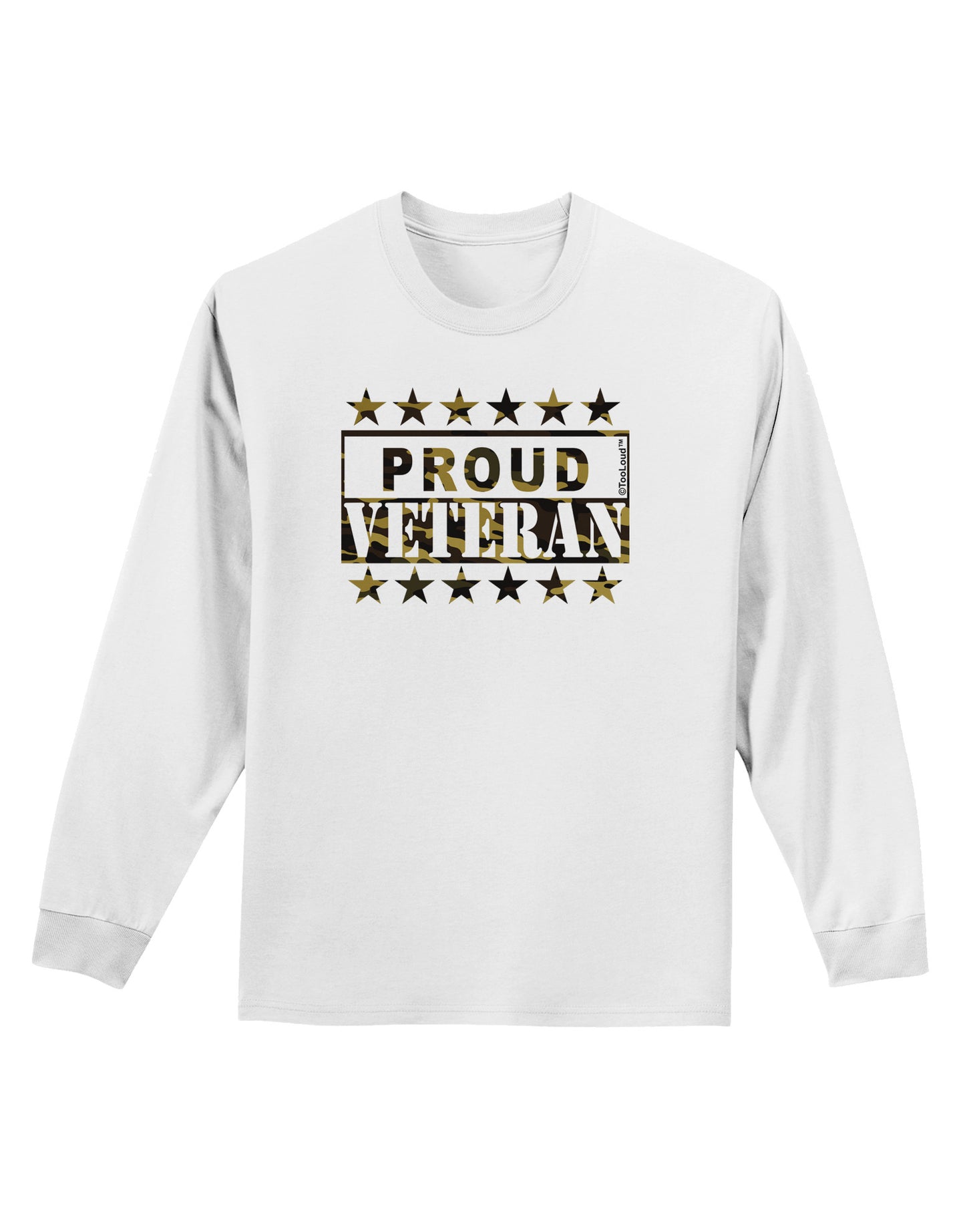 Proud Veteran Camo Adult Long Sleeve Shirt-Long Sleeve Shirt-TooLoud-White-Small-Davson Sales