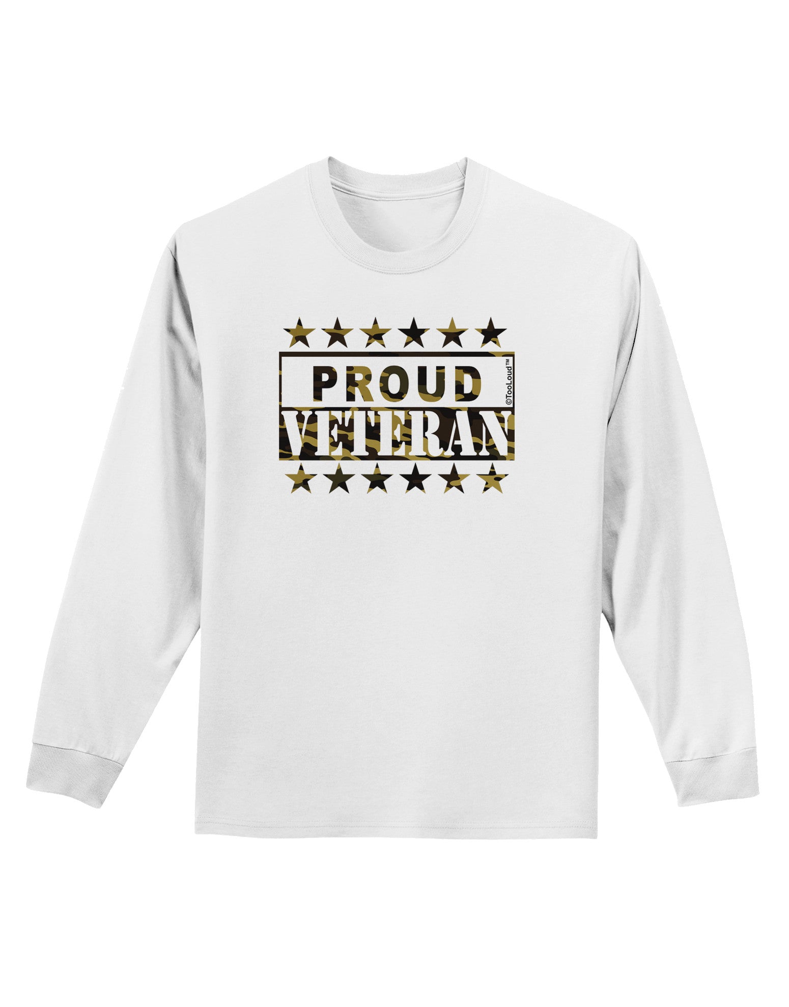 Proud Veteran Camo Adult Long Sleeve Shirt-Long Sleeve Shirt-TooLoud-White-Small-Davson Sales