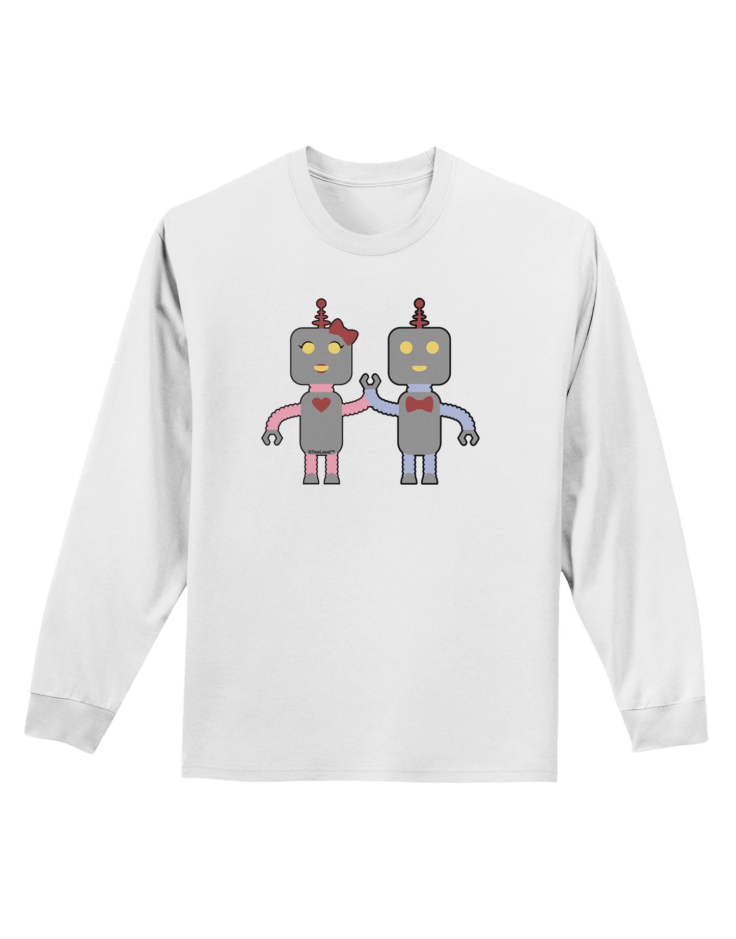 Cute Robot Love Adult Long Sleeve Shirt-Long Sleeve Shirt-TooLoud-White-Small-Davson Sales