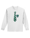 TooLoud Wizard Tie Green and Silver Adult Long Sleeve Shirt-Long Sleeve Shirt-TooLoud-White-Small-Davson Sales