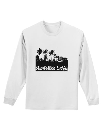 Florida Love - Palm Trees Cutout Design Adult Long Sleeve Shirt by TooLoud-Long Sleeve Shirt-TooLoud-White-Small-Davson Sales