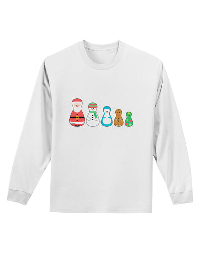 Cute Christmas Matryoshka Nesting Dolls Adult Long Sleeve Shirt-Long Sleeve Shirt-TooLoud-White-Small-Davson Sales