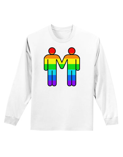 Rainbow Gay Men Holding Hands Adult Long Sleeve Shirt-TooLoud-White-Small-Davson Sales