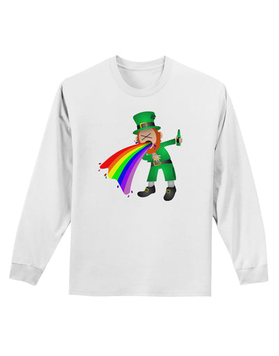 Puking Rainbow Leprechaun Adult Long Sleeve Shirt-Long Sleeve Shirt-TooLoud-White-Small-Davson Sales