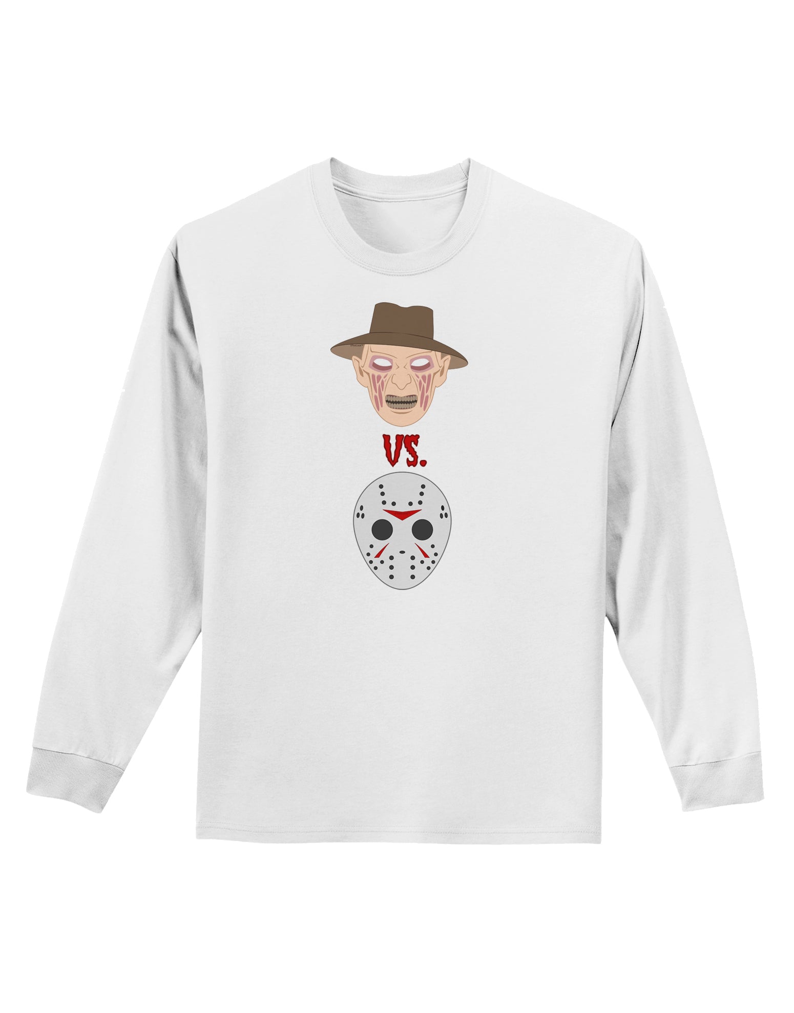 Scary Face Versus Scary Face - Halloween Adult Long Sleeve Shirt-Long Sleeve Shirt-TooLoud-White-Small-Davson Sales