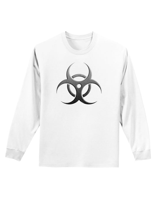 Biohazard Symbol Grey Stone - Apocalypse Adult Long Sleeve Shirt-Long Sleeve Shirt-TooLoud-White-Small-Davson Sales