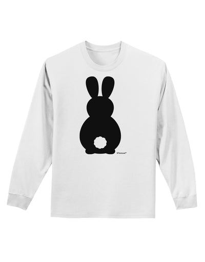 Cute Bunny Silhouette with Tail Adult Long Sleeve Shirt by TooLoud-Long Sleeve Shirt-TooLoud-White-Small-Davson Sales