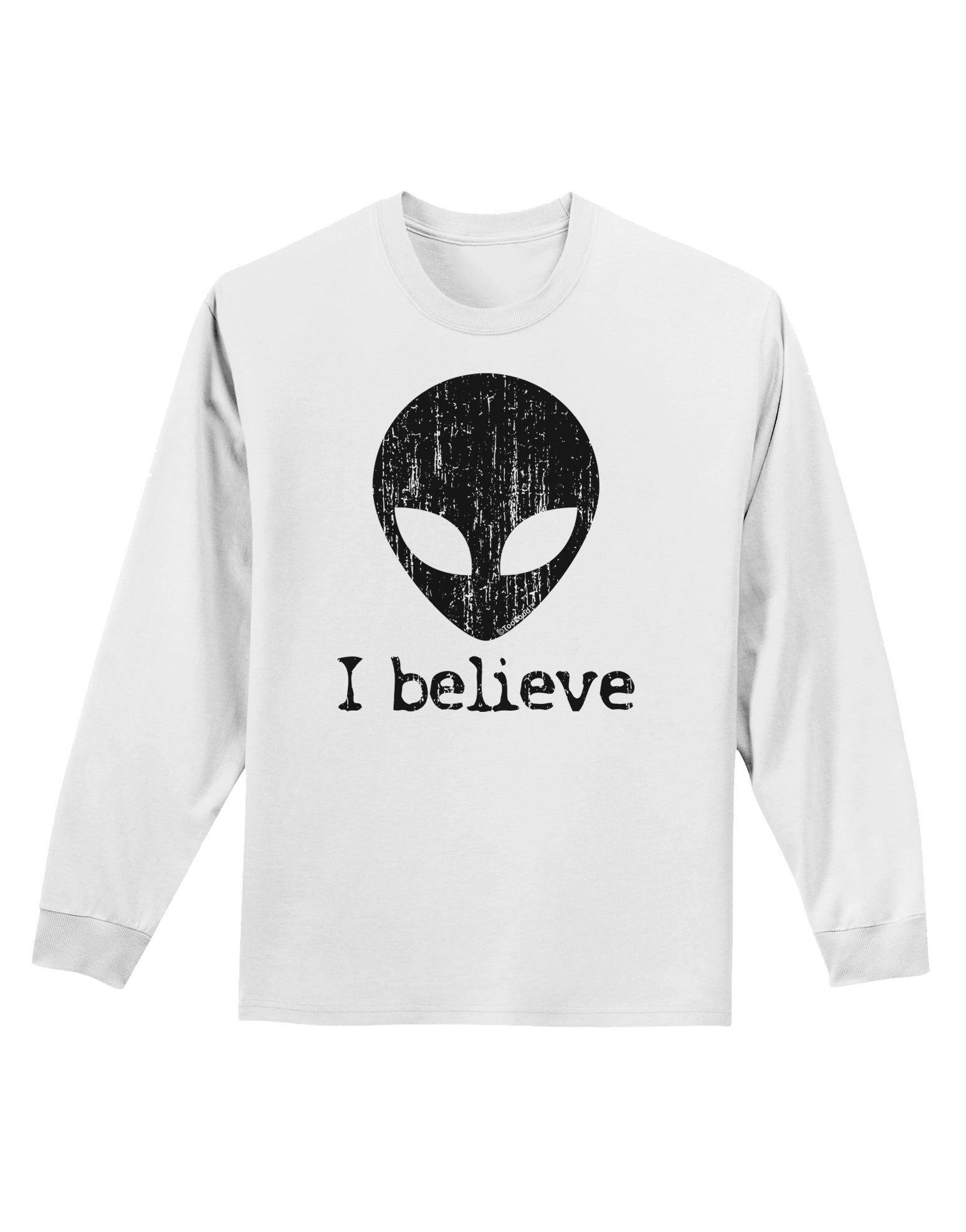 Extraterrestrial - I Believe Distressed Adult Long Sleeve Shirt by TooLoud-Long Sleeve Shirt-TooLoud-White-Small-Davson Sales