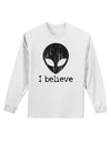 Extraterrestrial - I Believe Distressed Adult Long Sleeve Shirt by TooLoud-Long Sleeve Shirt-TooLoud-White-Small-Davson Sales