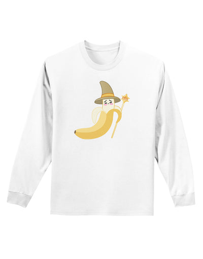 Ben Banana Wizard - Cute Fruit Halloween Adult Long Sleeve Shirt-Long Sleeve Shirt-TooLoud-White-Small-Davson Sales
