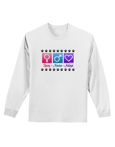 Spay Neuter Adopt Adult Long Sleeve Shirt-Long Sleeve Shirt-TooLoud-White-Small-Davson Sales