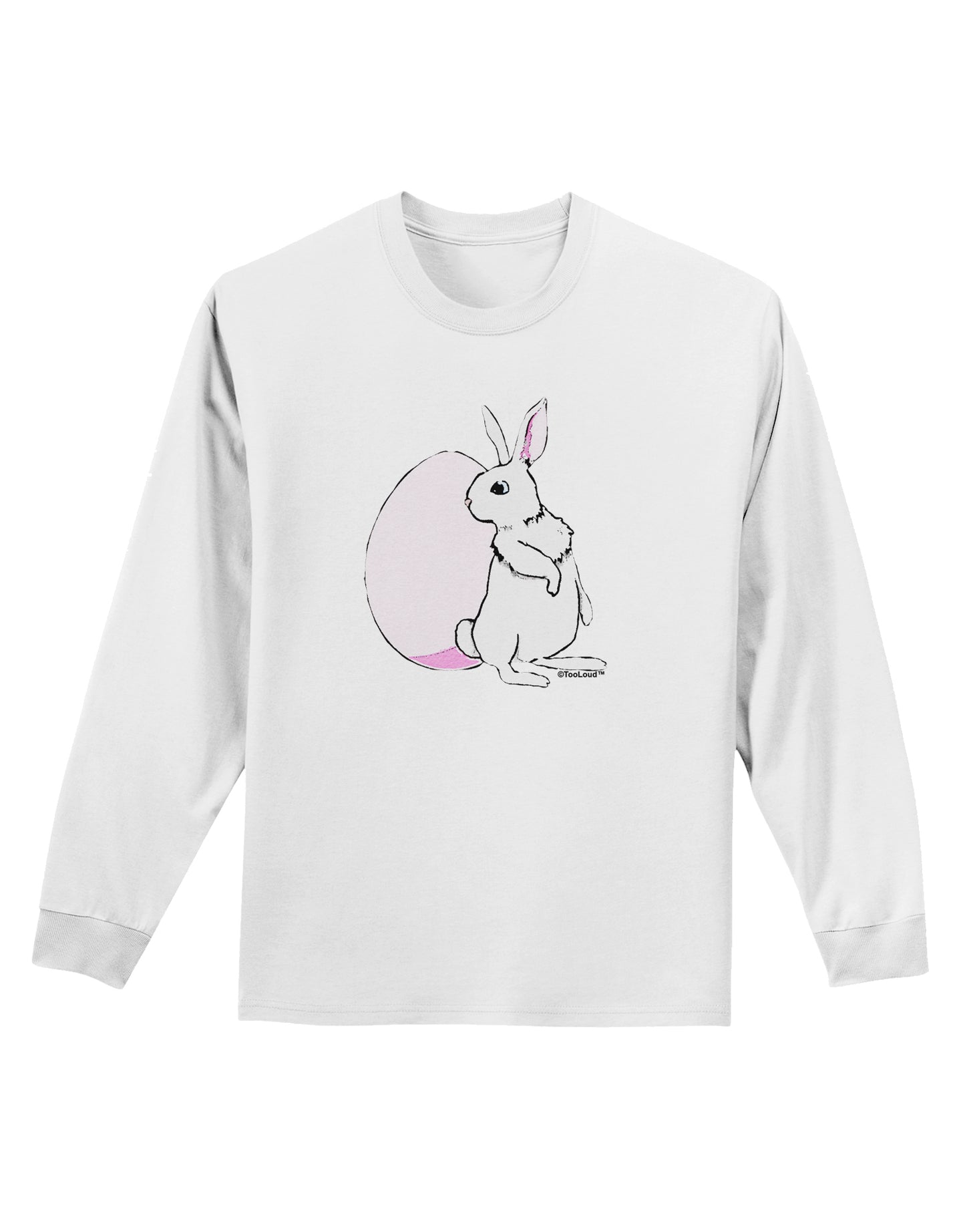 Easter Bunny and Egg Design Adult Long Sleeve Shirt by TooLoud-Long Sleeve Shirt-TooLoud-White-Small-Davson Sales