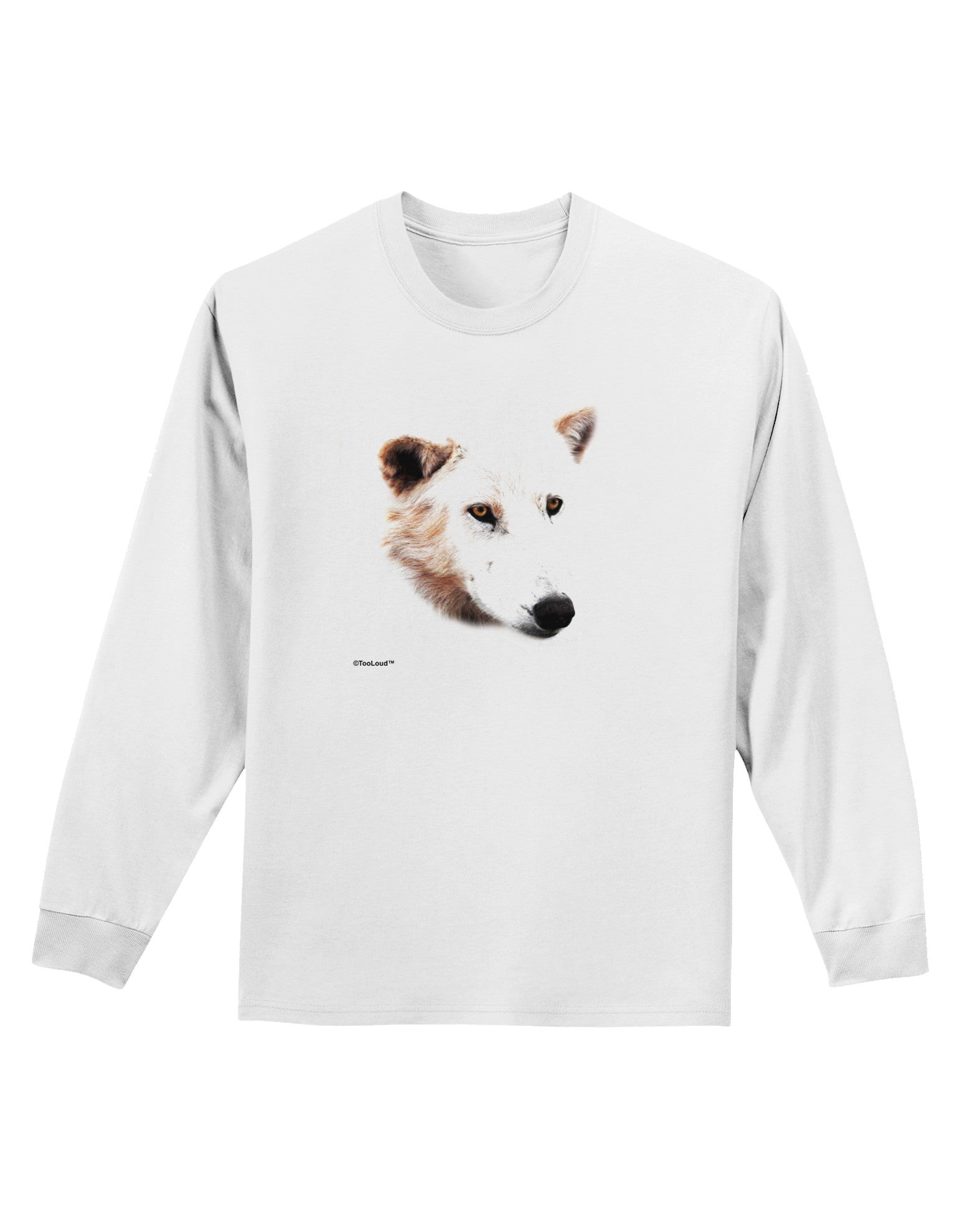 White Wolf Head Cutout Adult Long Sleeve Shirt-Long Sleeve Shirt-TooLoud-White-Small-Davson Sales