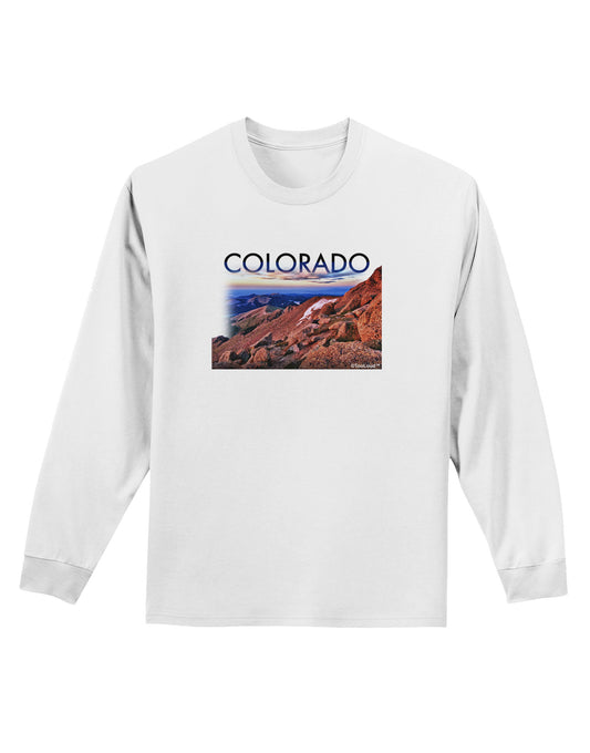 Colorado Mtn Sunset Cutout Adult Long Sleeve Shirt-Long Sleeve Shirt-TooLoud-White-Small-Davson Sales