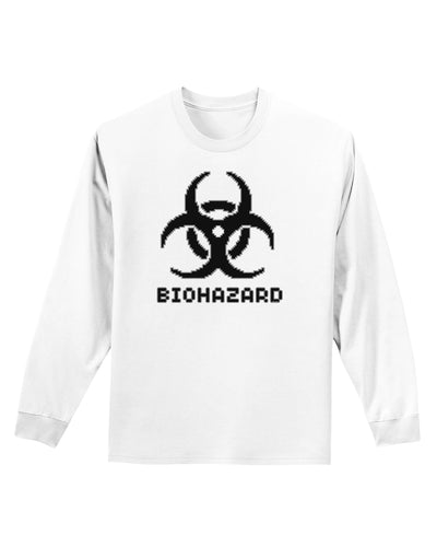 Biohazard Symbol Pixels - Apocalypse Adult Long Sleeve Shirt-Long Sleeve Shirt-TooLoud-White-Small-Davson Sales