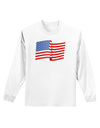 Patriotic Waving USA American Flag Adult Long Sleeve Shirt-Long Sleeve Shirt-TooLoud-White-Small-Davson Sales