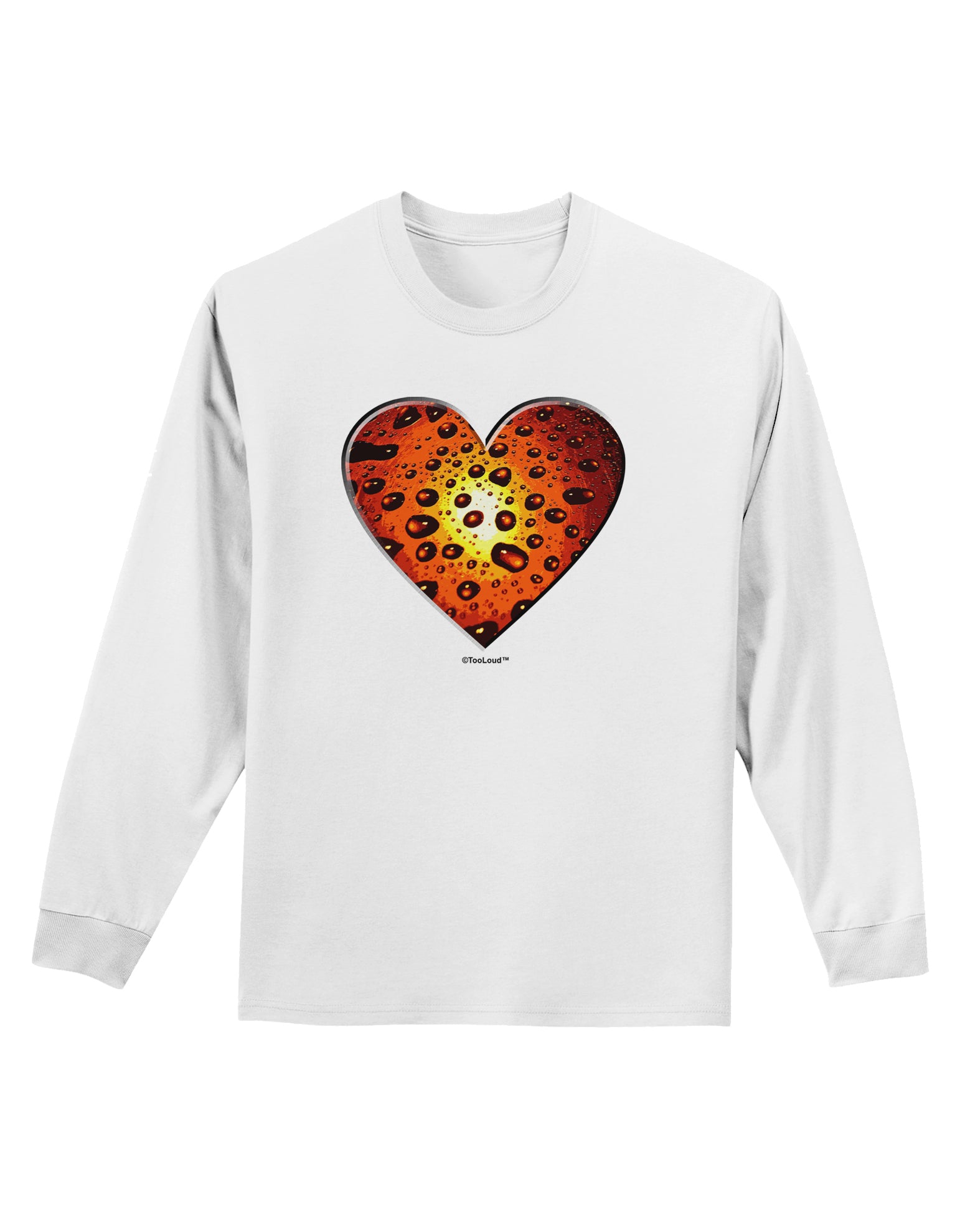 Water Droplet Heart Orange Adult Long Sleeve Shirt by TooLoud-Long Sleeve Shirt-TooLoud-White-Small-Davson Sales