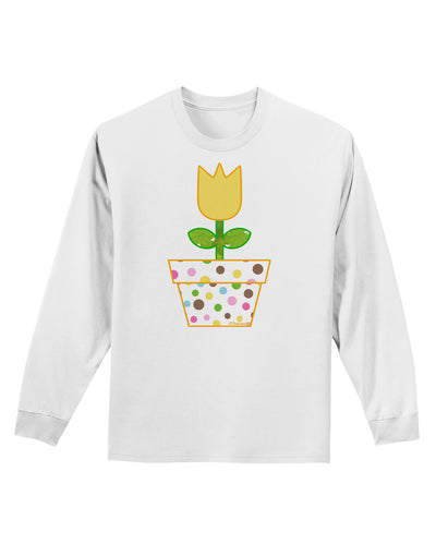 Easter Tulip Design - Yellow Adult Long Sleeve Shirt by TooLoud-Long Sleeve Shirt-TooLoud-White-Small-Davson Sales