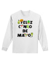 Feliz Cinco de Mayo - Fiesta Icons Adult Long Sleeve Shirt by TooLoud-Long Sleeve Shirt-TooLoud-White-Small-Davson Sales