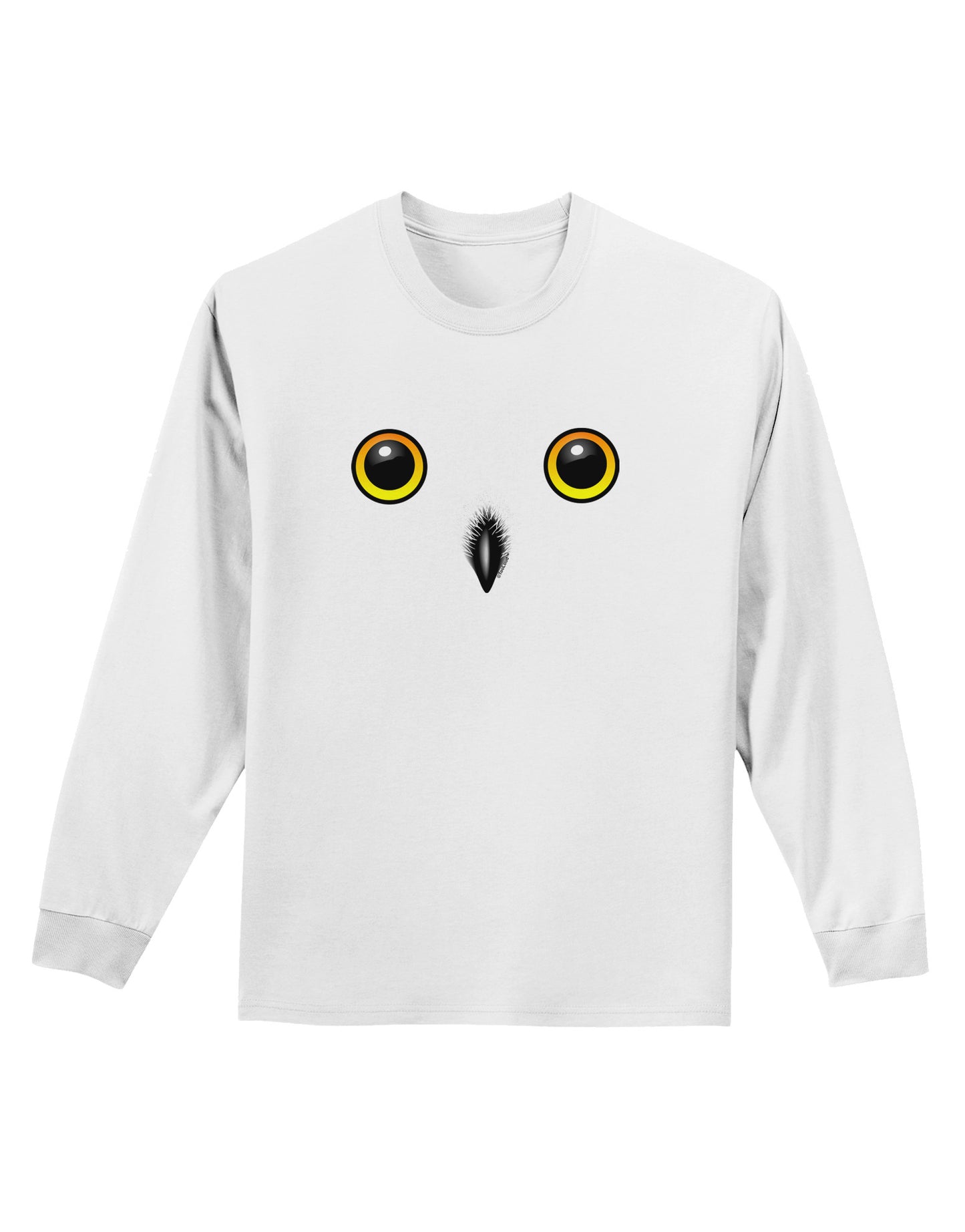 Cute Snowy Owl Face Adult Long Sleeve Shirt-Long Sleeve Shirt-TooLoud-White-Small-Davson Sales