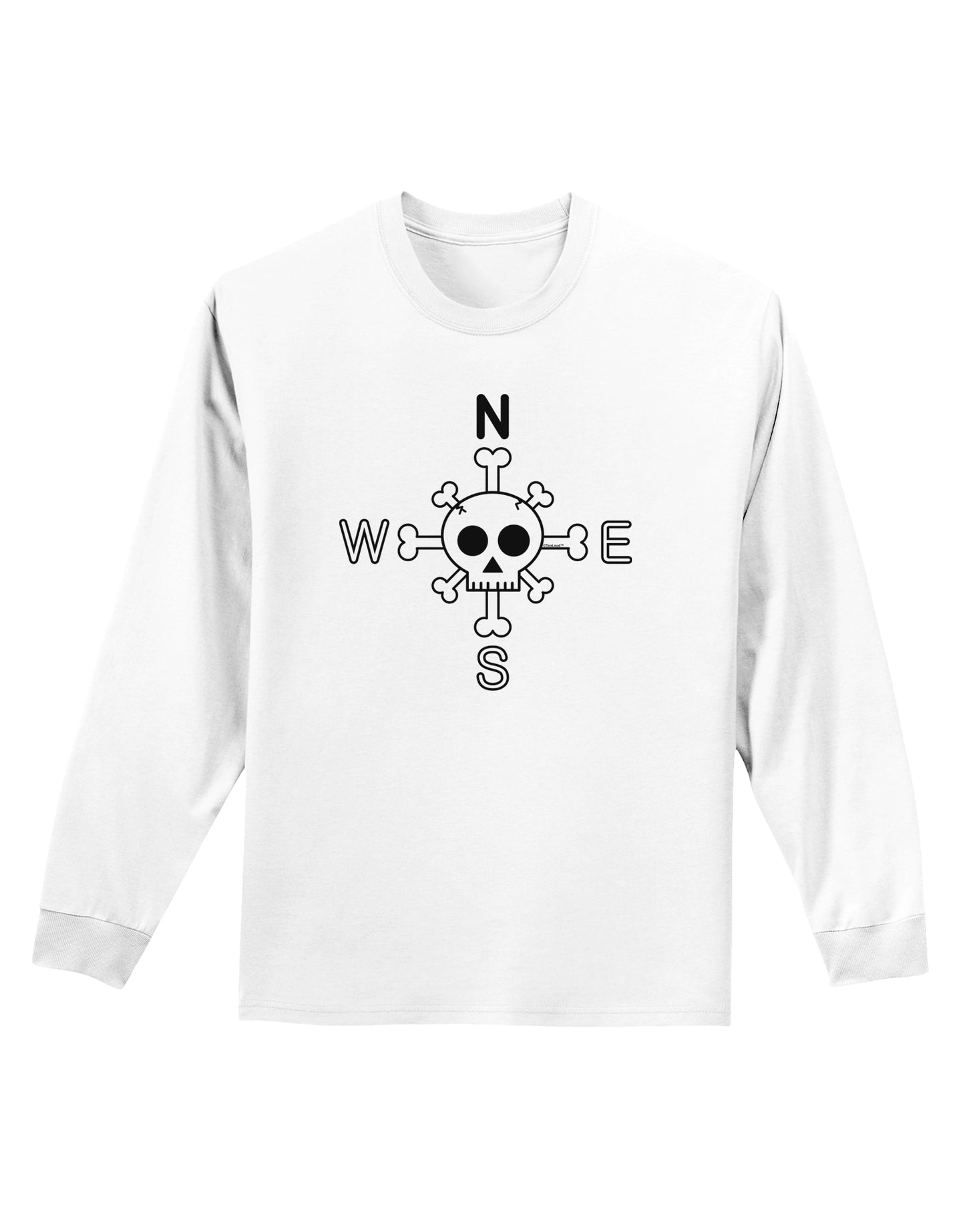 Compass Rose - Skull and Crossbones Adult Long Sleeve Shirt-Long Sleeve Shirt-TooLoud-White-Small-Davson Sales