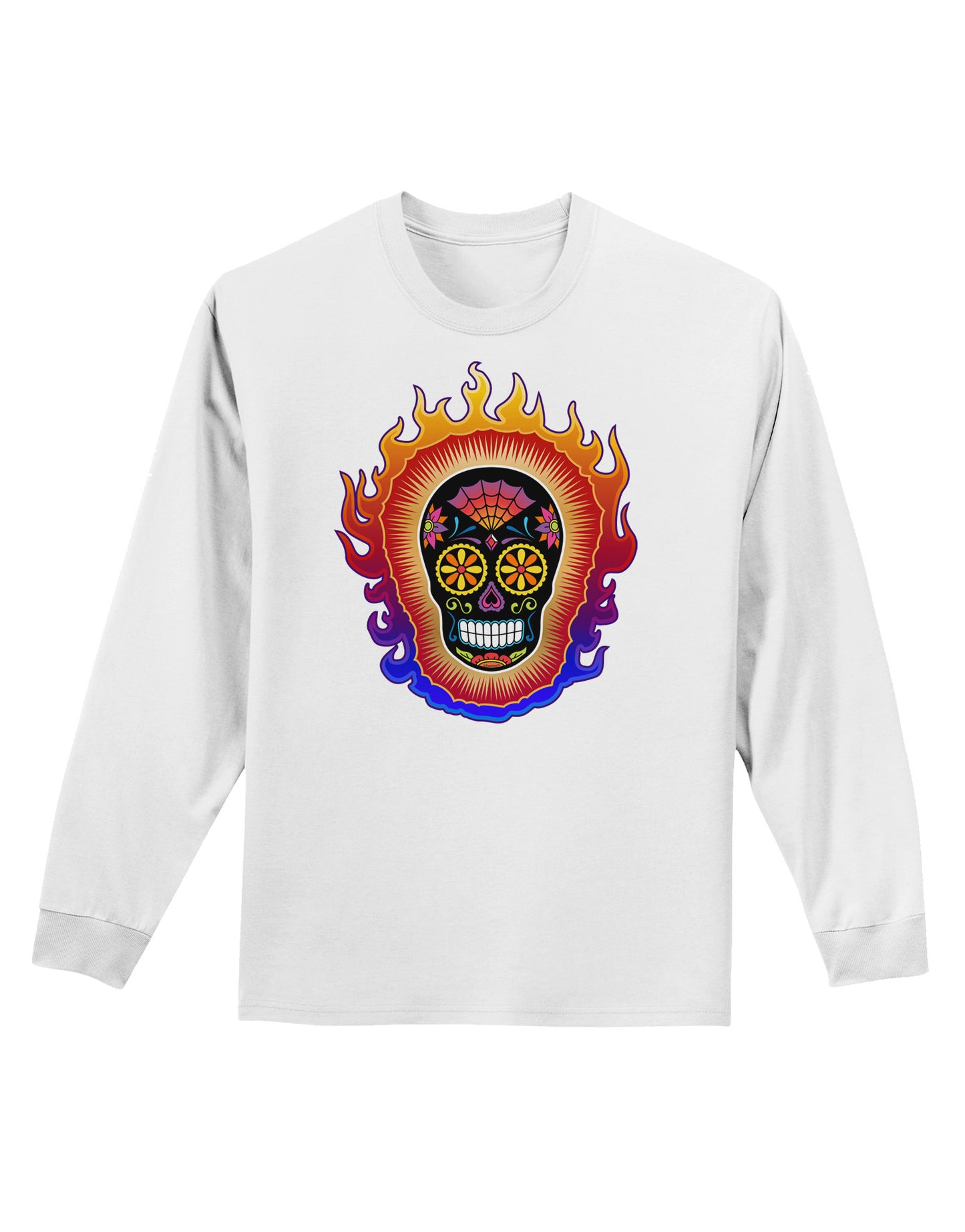 Sacred Calavera Day of the Dead Sugar Skull Adult Long Sleeve Shirt-Long Sleeve Shirt-TooLoud-White-Small-Davson Sales