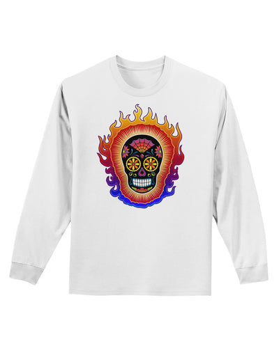 Sacred Calavera Day of the Dead Sugar Skull Adult Long Sleeve Shirt-Long Sleeve Shirt-TooLoud-White-Small-Davson Sales